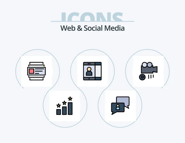Web Social Media Line Filled Icon Pack Icon Design Star — Stockový vektor