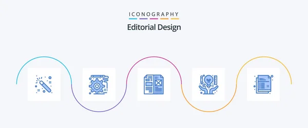 Editorial Design Blue Icon Pack Including Document Document Editorial Creative — Stock Vector