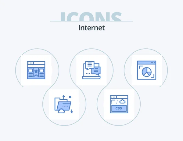 Internet Blue Icon Pack Icona Design Grafico Web Segnalibro Sceneggiatura — Vettoriale Stock