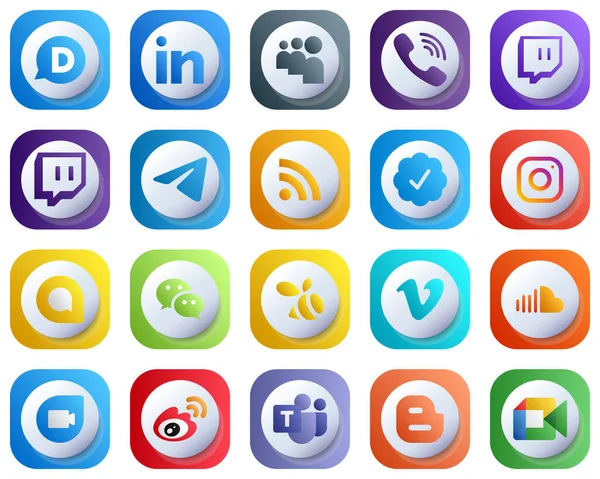 Cute Gradient Social Media Brand Icons Google Allo Meta Telegram — Stock Vector
