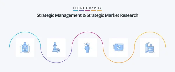 Strategic Management Strategic Market Research Blue Icon Pack Including File — Stockvektor