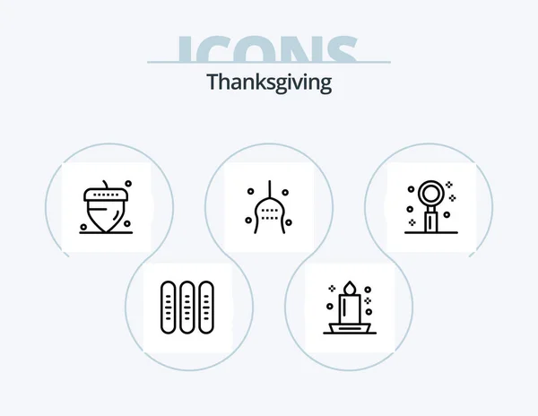 Thanks Giving Line Icon Pack Icon Design Acción Gracias Carta — Archivo Imágenes Vectoriales