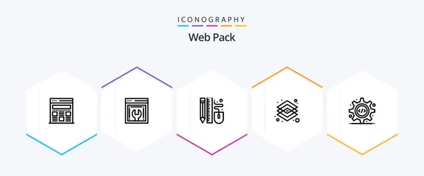 Web Pack Line Icon Pack Including Html Mouse Graphic Creative — Stock Vector