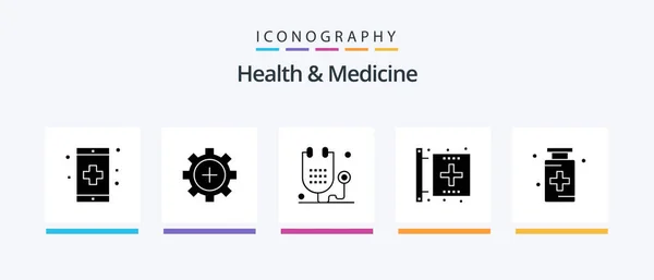 Health Medicine Glyph Icon Pack Including Fitness Center Hospital Medicine — Archivo Imágenes Vectoriales