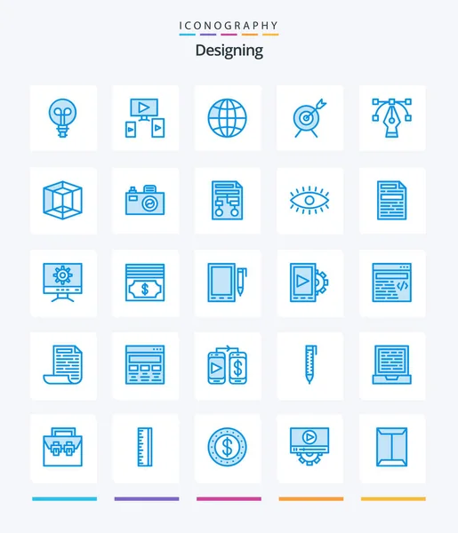Creative Designing Blue Icon Pack Image Tool Internet Graphic Goal — Stockový vektor