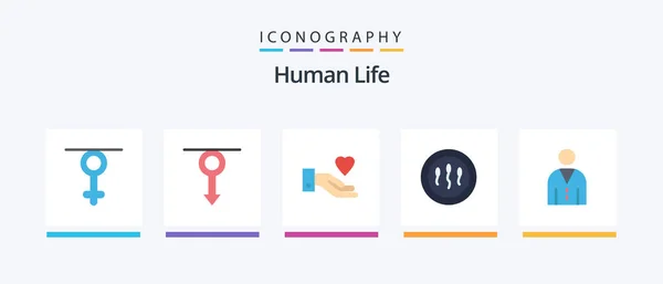 Human Flat Icon Pack Including Human Sperm Men Medicine Cells — Vetor de Stock