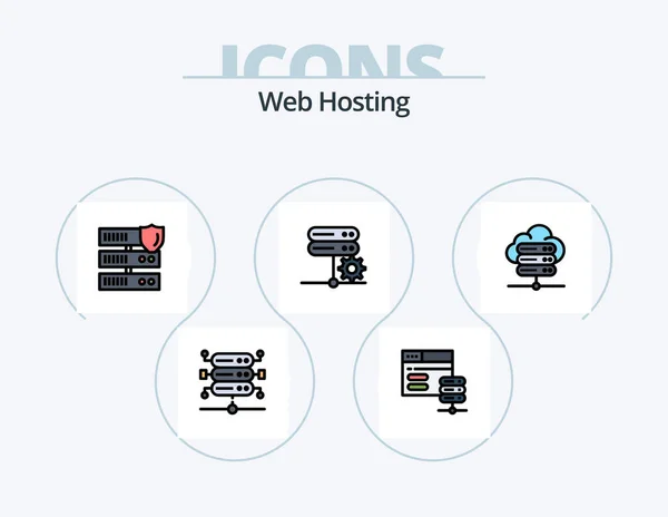 Web Hosting Line Llenado Icon Pack Diseño Icono Red Nube — Archivo Imágenes Vectoriales
