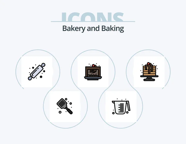Baking Line Filled Icon Pack Icon Design Meat Mixer Meat — Archivo Imágenes Vectoriales