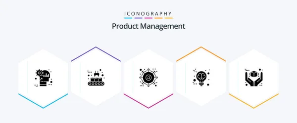 Product Management Glyph Icon Pack Including Great Idea Production Line — Stock Vector