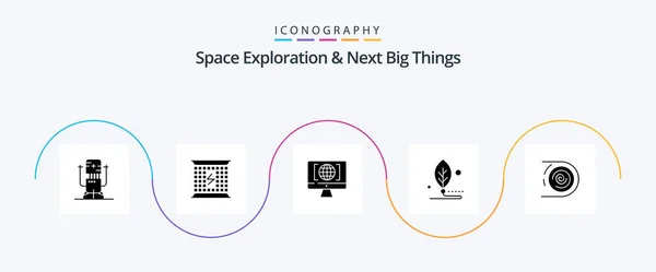 Space Exploration Next Big Things Glyph Icon Pack Including Leaf — ストックベクタ