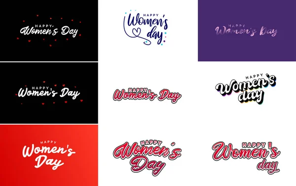 March Typographic Design Set Happy Women Day Text — Image vectorielle