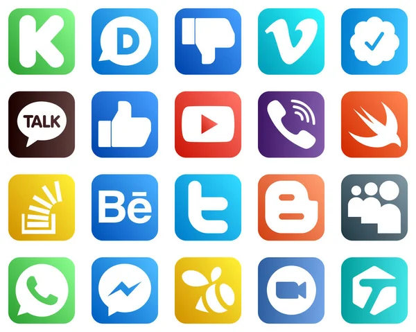 Essential Social Media Icons Stockoverflow Kakao Talk Rakuten Video Icons — Stock Vector