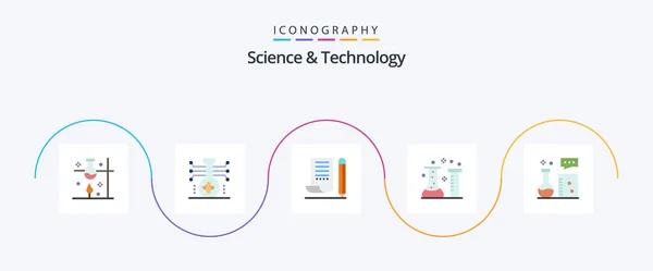Science Technology Flat Icon Pack Včetně Chemického Průmyslu Kyselina Vědy — Stockový vektor