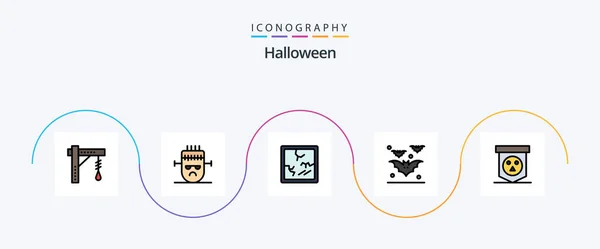 Halloween Line Filled Flat Icon Pack Including Halloween Night Mask — Stock Vector