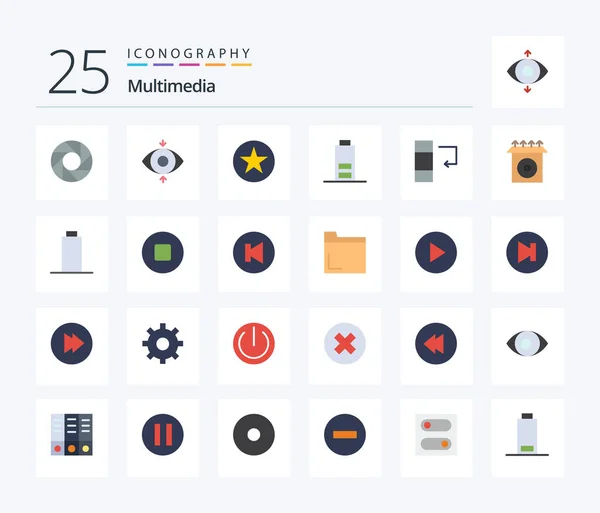 Multimedia Flat Color Icon Pack Including Product Star Swap Column — Stockvektor