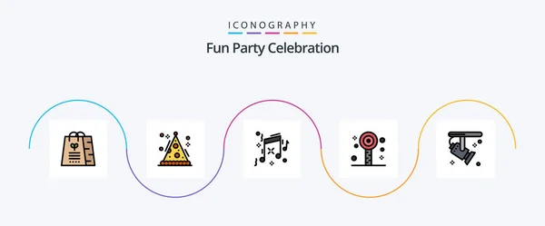 Party Line Filled Flat Icon Pack Including Light Bright Birthday — Stock Vector