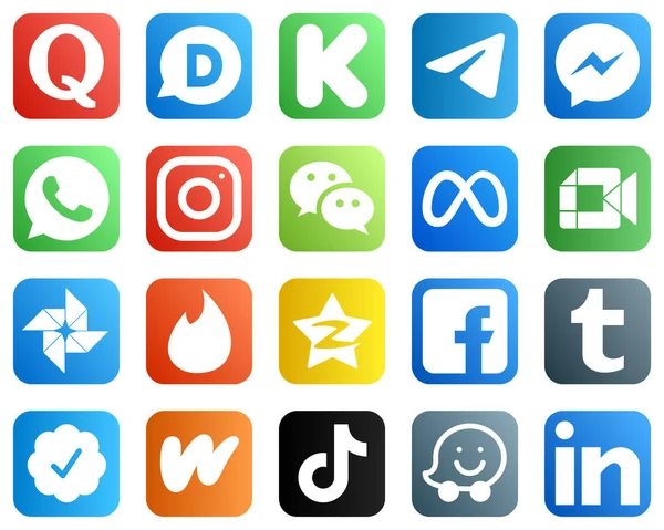 High Quality Social Media Iconen Zoals Meta Kletsen Boodschapper Instagram — Stockvector
