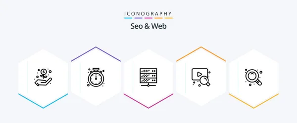 Seo Web Line Icon Pack Including Find Search Hosting Search — 图库矢量图片