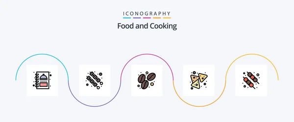 食物线填充物5号Icon包包括Bbq Nachos — 图库矢量图片