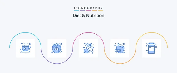 Diet Nutrition Blue Icon Pack Including Diet Vegetable Cherries Health — ストックベクタ