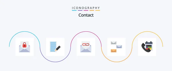Contacto Flat Icon Pack Incluyendo Correo Electrónico Contacto Recibir Atrás — Archivo Imágenes Vectoriales