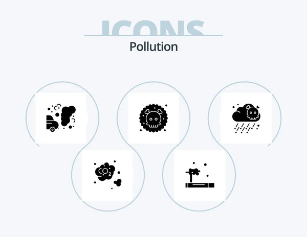 Pollution Glyph Icon Pack Icon Design Umweltverschmutzung Gas Umwelt Verschwendung — Stockvektor