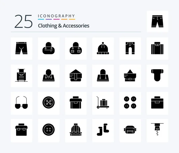 Clothing Accessories Solid Glyph Icon Pack Including Baggage Business Knitted — Image vectorielle