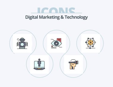 Digital Marketing And Technology Line Filled Icon Pack 5 Icon Design. technology. ambient. reality. transport. train