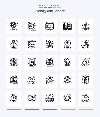Creative Biology 25 OutLine icon pack  Such As knowledge. expand. search. education. energy