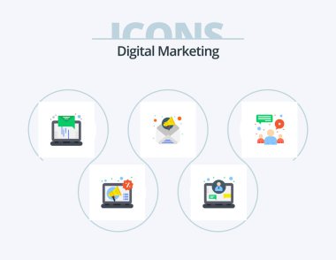 Digital Marketing Flat Icon Pack 5 Icon Design. meeting. chat. email. email marketing. advertisement