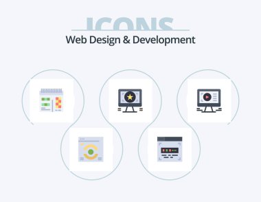 Web Design And Development Flat Icon Pack 5 Icon Design. . video. design. play. monitor