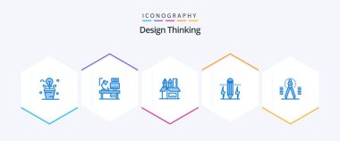 Design Thinking 25 Blue icon pack including edit. pencil. computer. stationary. pencil