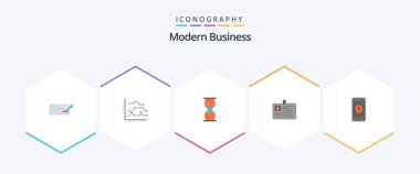Modern Business 25 Flat icon pack including timer. sandclock. chart. clock. hourglass