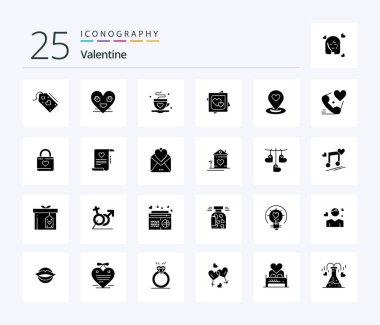 Valentine 25 Solid Glyph icon pack including love. valentines. love. valentine. face