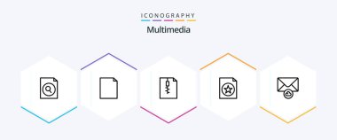 Multimedia 25 Line icon pack including . . zip. mail. cloud