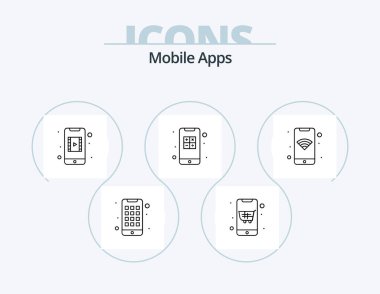 Mobile Apps Line Icon Pack 5 Icon Design. app. mobile. phone. game. app
