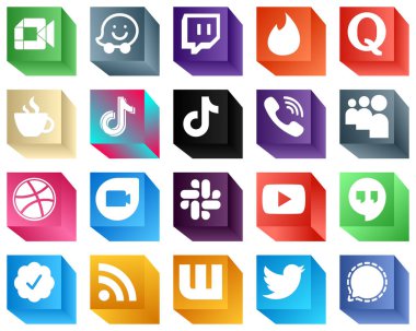 3D Icons of Top Social Media 20 pack such as rakuten. caffeine. china and douyin icons. Versatile and professional