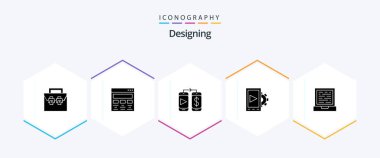 Designing 25 Glyph icon pack including computer. setting. paint. design. money