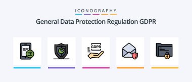 Gdpr Line Filled 5 Icon Pack Including gdpr . secure. gdpr . protection . data. Creative Icons Design