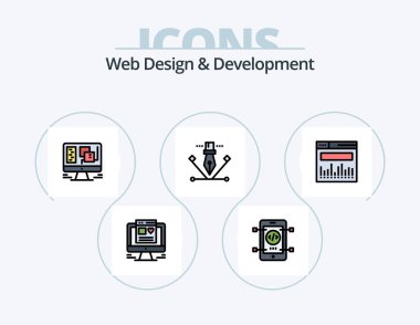 Web Design And Development Line Filled Icon Pack 5 Icon Design. mobile . lock. web. security .