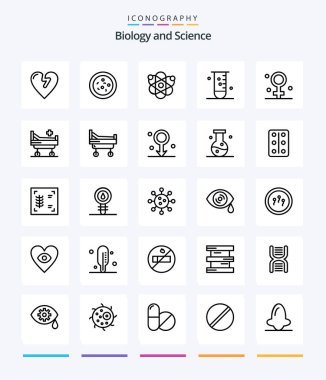 Creative Biology 25 OutLine icon pack  Such As medical. female. science. biology. laboratory