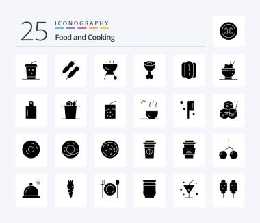 Food 25 Solid Glyph icon pack including food. food. food. chinese. hotdog