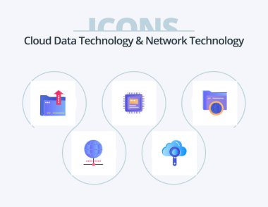 Cloud Data Technology And Network Technology Flat Icon Pack 5 Icon Design. storage. hardware. folder. computer. cpu