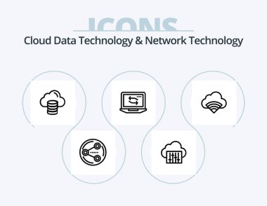 Cloud Data Technology And Network Technology Line Icon Pack 5 Icon Design. connection. signal. file. servise . usb