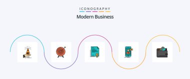 Modern Business Line Filled Flat 5 Icon Pack Including diploma. certificate. target. success. goal