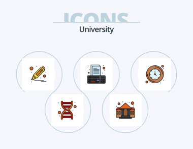 University Line Filled Icon Pack 5 Icon Design. medal. clock. genome. dna