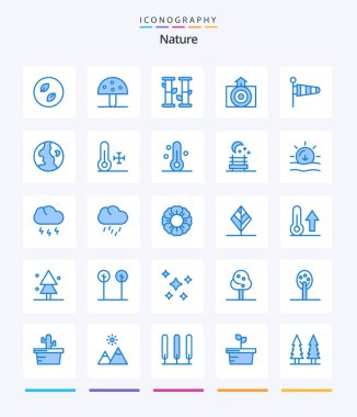 Creative Nature 25 Blue icon pack  Such As parachute. weather. vegetable. nature. earthquake