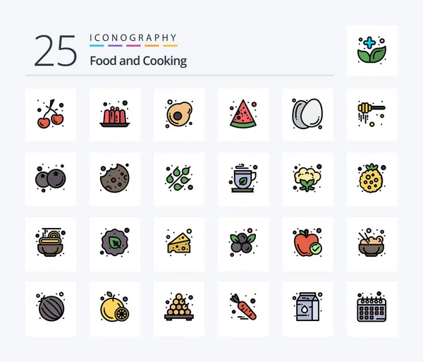 Food Line Filled Icon Pack Including Honey Healthy Food Omelet — Stock vektor