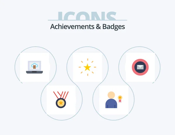 Achievements Badges Flat Icon Pack Icon Design Sharp Mail Achievements — Stock Vector