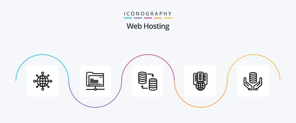 Web Hosting Line Icon Pack Including Internet Storage Share Sql — Stock Vector